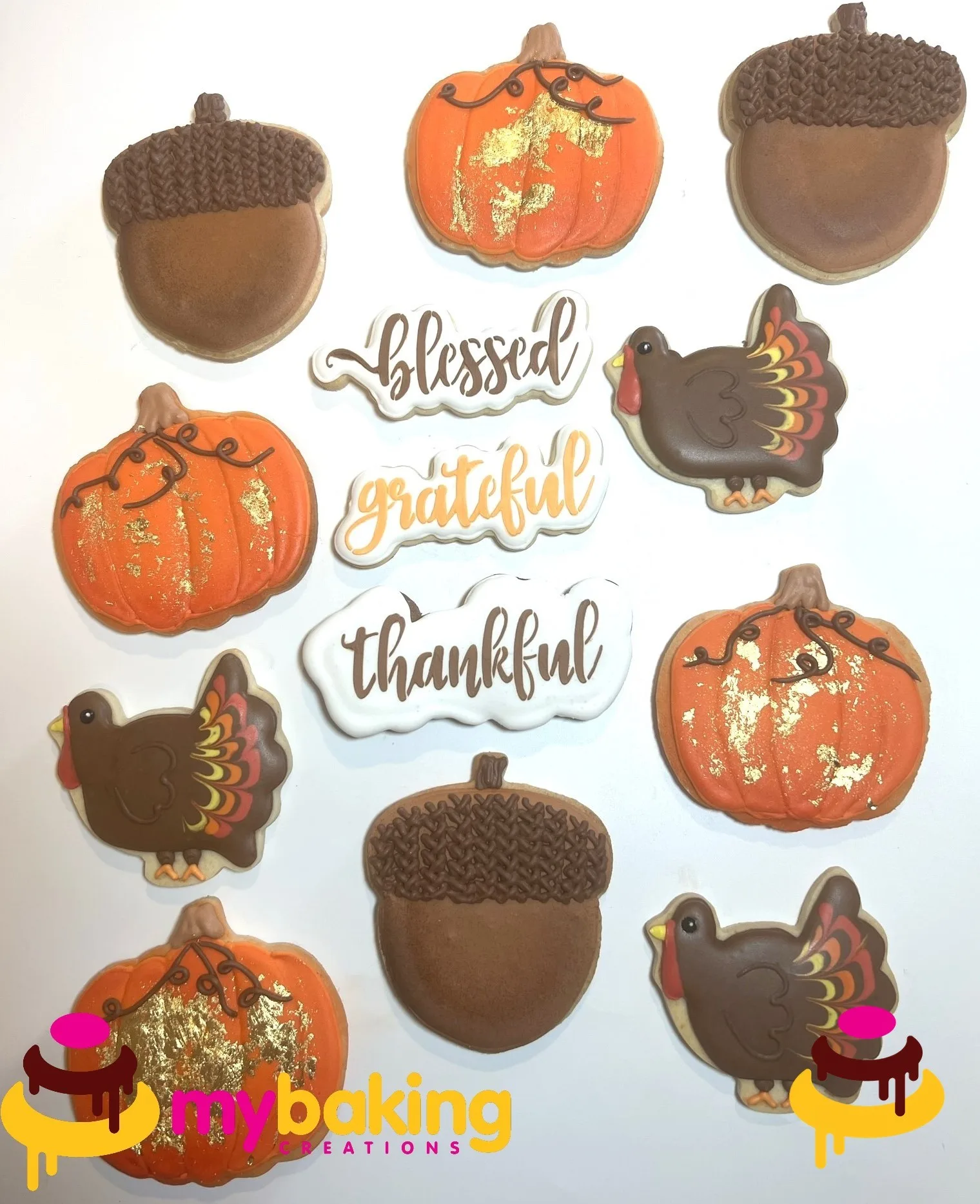 Custom hand-piped fall harvest cookies San Francisco Bay Area